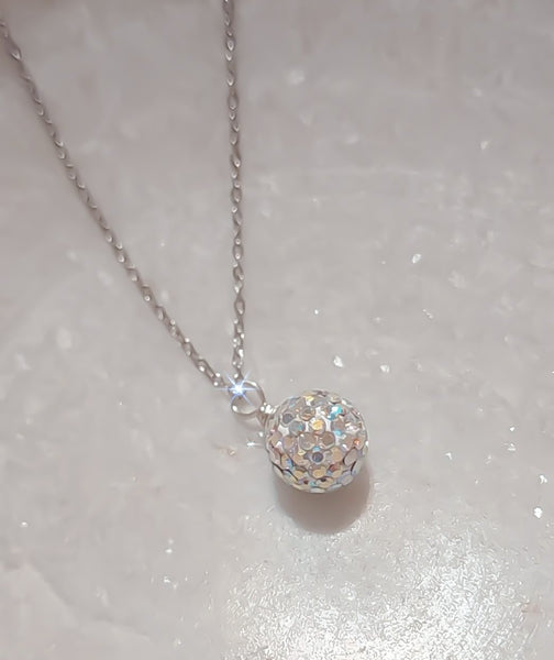 Silver Confetti Pave Ball Necklace Jewelz by Angie