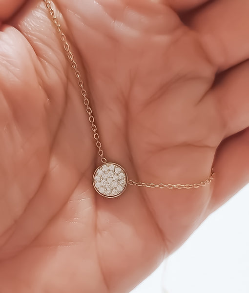 Pave diamond on sale disc pendant