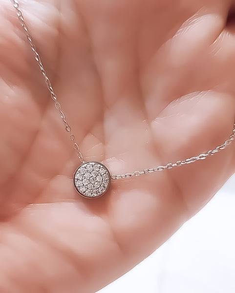 Pave diamond on sale disc pendant