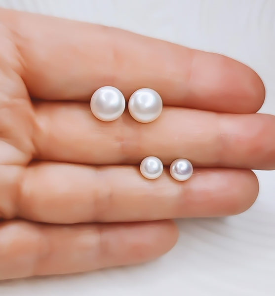 Luxe Freshwater Pearl Button Studs choose your size