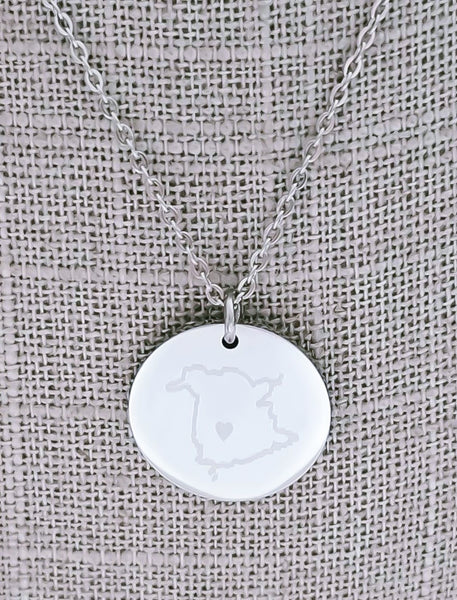 Engraved Personalized Oh Canada Hometown Map w Heart Necklace Prov Jewelz by Angie
