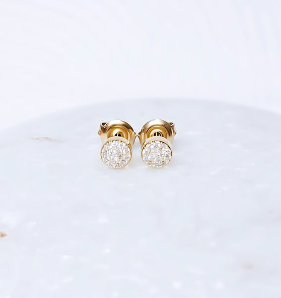 CZ Pave Disc Stud Earrings Must Have Choose Your Metal