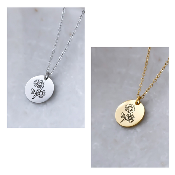 Sunflowers Disc Necklace *CHOOSE YOUR METAL*