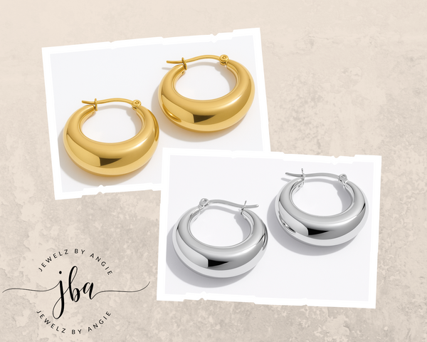 *RESTOCKING SOON* OBSESSED New Puff Round 25mm Hoop Earrings  * Choose your Metal*