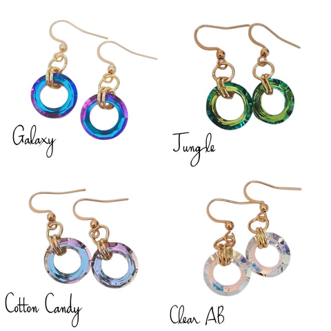 New Gorgeous Crystal Ring Earrings *Choose your Color*