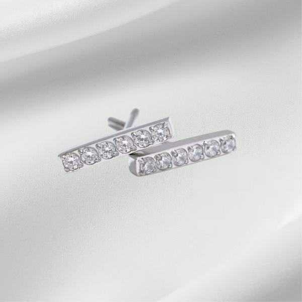 New CZ Dainty Bar Stud Earrings • Must Haves • *Choose your Metal*