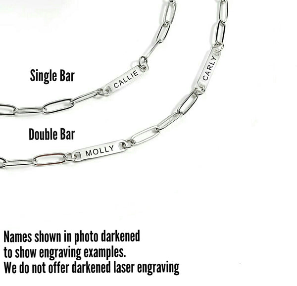 *RESTOCKING SOON* NEW: ENGRAVEABLE Double Bar Paperclip Chain Bracelet  * Choose from Silver or Gold*