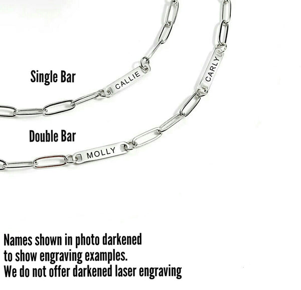 NEW: ENGRAVEABLE Single Bar Paperclip Chain Necklace  * Choose from Silver or Gold*