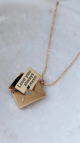 NEW for Engraving: Personalized Letter w/ Envelope / Love Letter Necklace *Choose Your Metal*