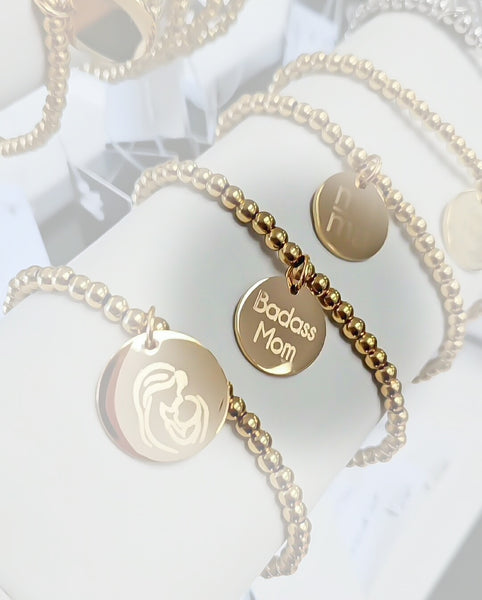 Beaded Badass Mom Bracelet *Choose your metal*