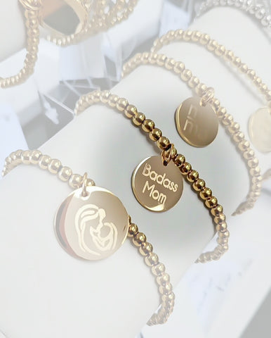 Beaded Badass Mom Bracelet *Choose your metal*