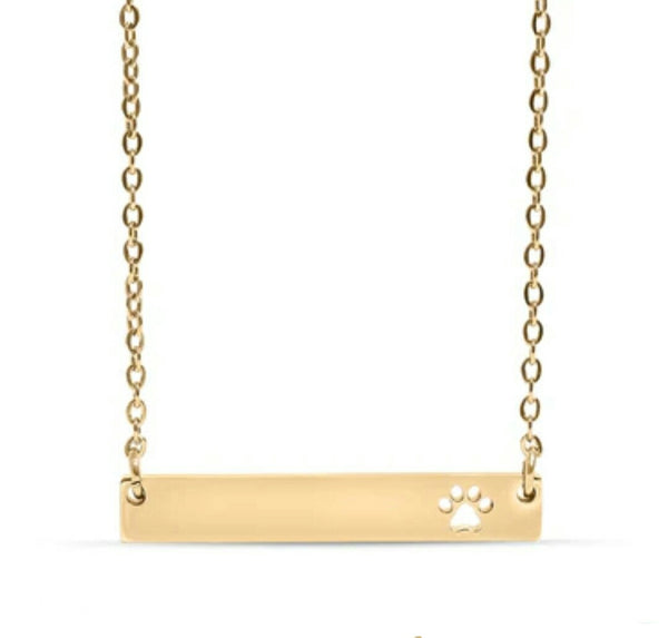 NEW for Engraving: Animal Lovers Horizontal Bar Paw Print *Choose Your Metal*