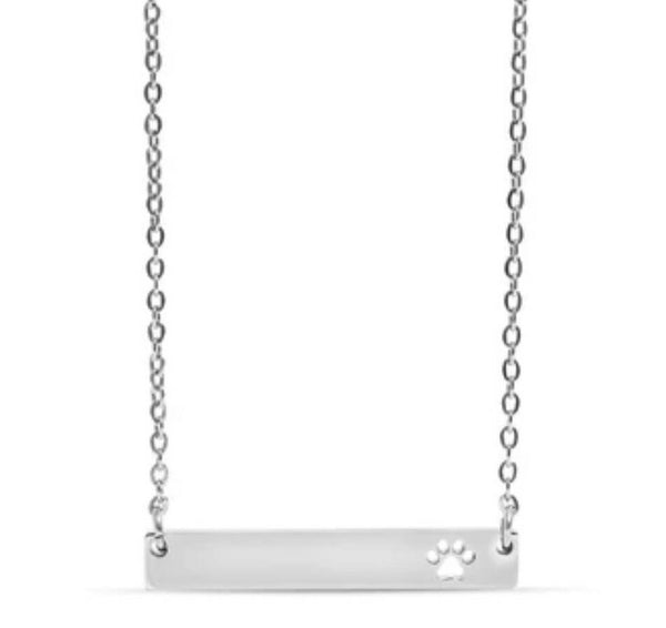 NEW for Engraving: Animal Lovers Horizontal Bar Paw Print *Choose Your Metal*