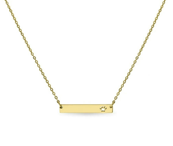 NEW for Engraving: Animal Lovers Horizontal Bar Paw Print *Choose Your Metal*