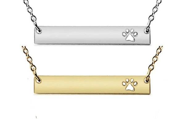 NEW for Engraving: Animal Lovers Horizontal Bar Paw Print *Choose Your Metal*