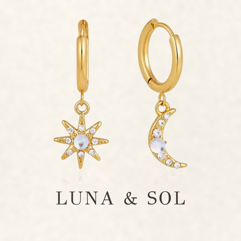 New Luna & Sol Pave Crystal Aura  Huggie Hoop Charm Earrings