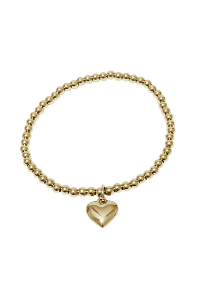 Beaded Puff Heart Charm Bracelet *Choose your metal*