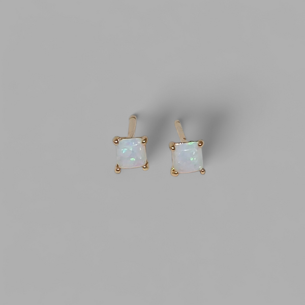 Absolutely Stunning Square Opal Studs *Must Have* Choose Your Metal