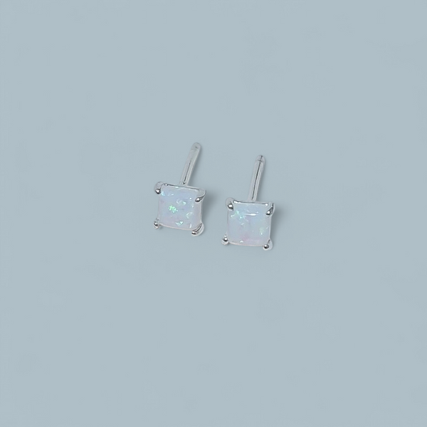 Absolutely Stunning Square Opal Studs *Must Have* Choose Your Metal