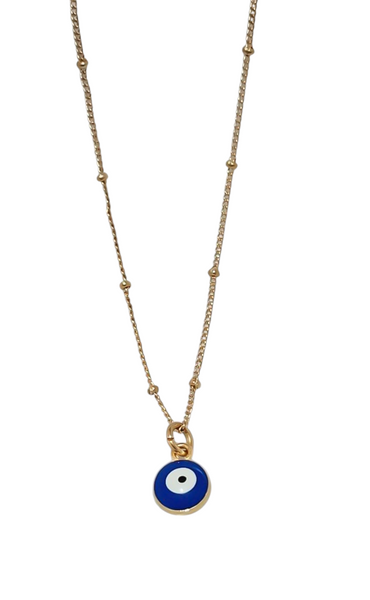 Dainty Blue Eye Satellite Chain Necklace *Choose your metal*