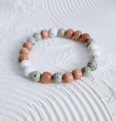 Elements: Forest - Rosewood, White Howlite, Pine Jasper Bracelet
