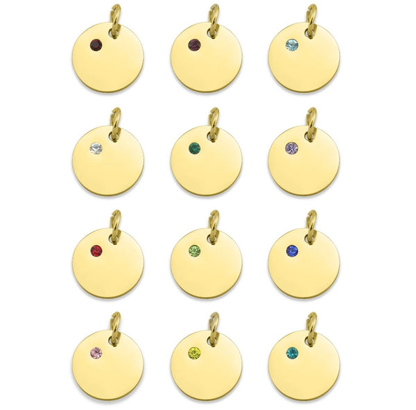 NEW for Engraving:  Disc with CZ Birthstone *Choose Your Birthstone and Metal