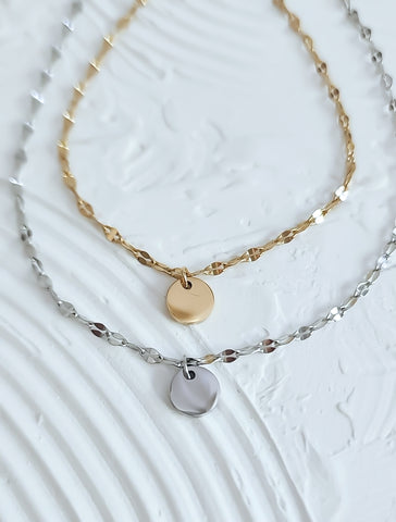 New Dainty Dap Disc Tag Necklace  * Choose your Metal*