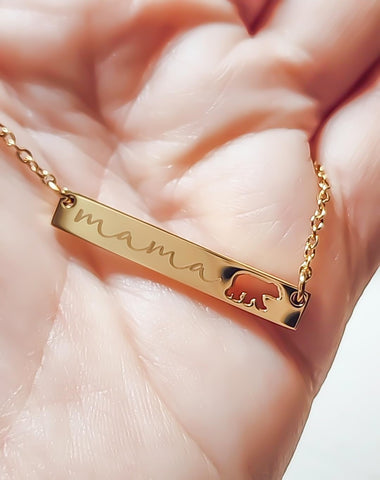 NEW for Engraving: Horizontal Bar Mama Bear *Choose Your Metal*