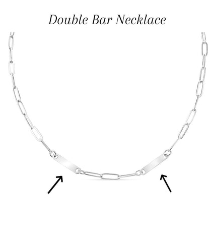 NEW ENGRAVEABLE Double Bar Paperclip Chain Necklace  * Choose from Silver or Gold*