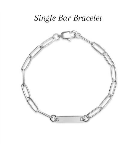 NEW: ENGRAVEABLE Single Bar Paperclip Chain Bracelet  * Choose from Silver or Gold*