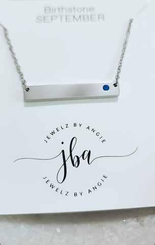 NEW for Engraving: Horizontal Bar with CZ Birthstone *Choose Your Birthstone and Metal*