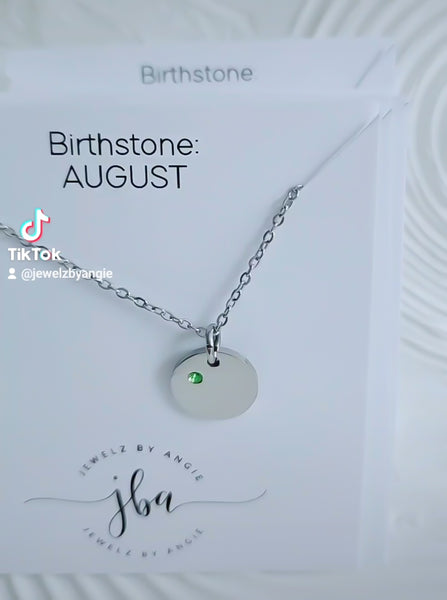 NEW for Engraving:  Disc with CZ Birthstone *Choose Your Birthstone and Metal