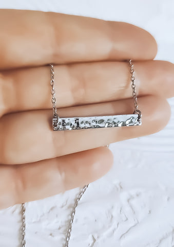 Thin Hammered Horizontal Bar Necklace *Choose your metal*