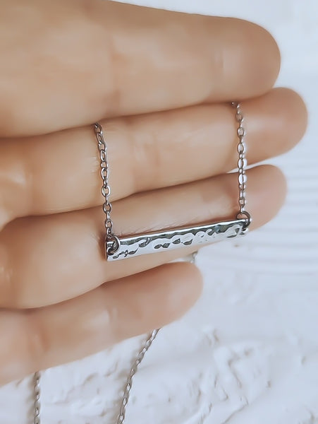 Thin Hammered Horizontal Bar Necklace *Choose your metal*