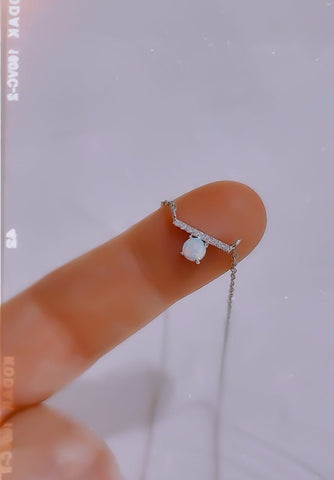 CZ Bar White Opal Necklace *OBSESSED*Choose your metal