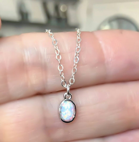 Oval White Opal Necklace *MUST HAVE* Choose your metal