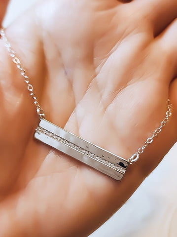 Thick CZ Bar Necklace *Choose your metal*