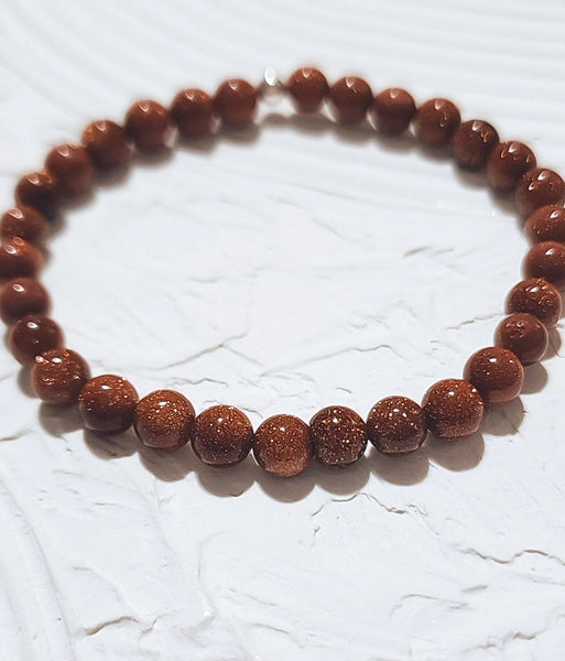 Terracotta Goldstone Gemstone Bracelet (6mm beads) *Gorgeous*