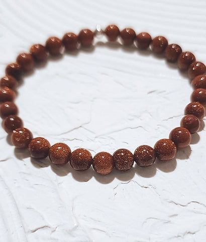Terracotta Goldstone Gemstone Bracelet (6mm beads) *Gorgeous*