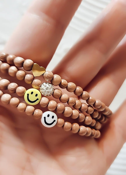 New Dainty Rosewood Beads w/ Pave Focal