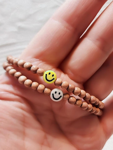 New Dainty Rosewood Beads w/ Smiley Face Focal: Choose your color