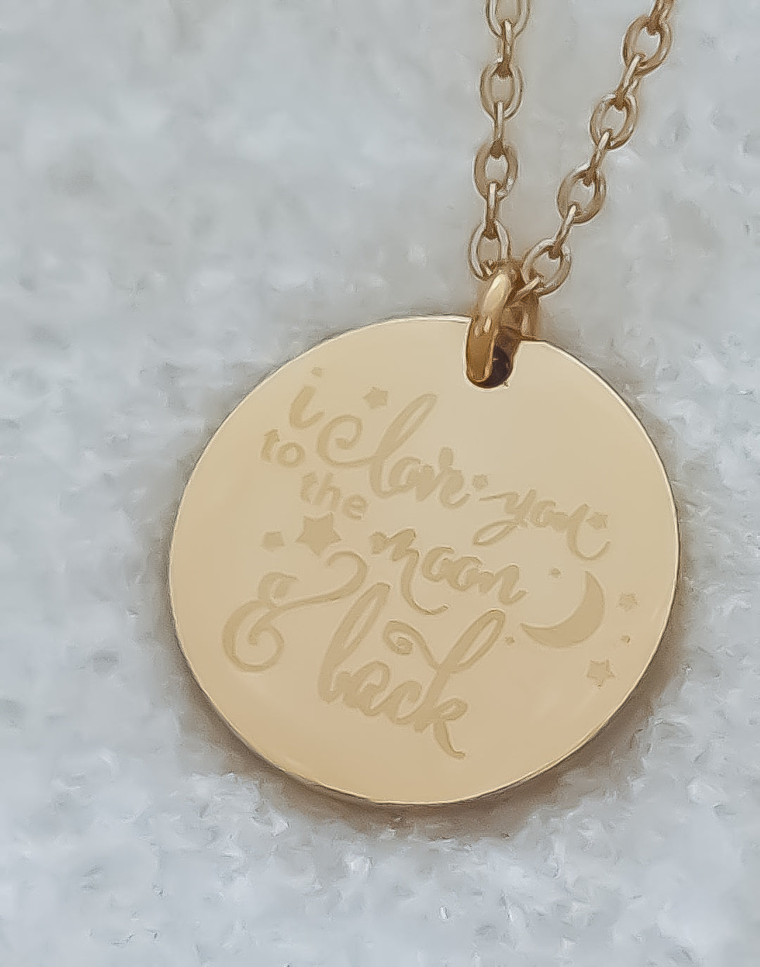 Engraved I love You to the Moon and Back Disc Necklace *Choose your metal* - Main Image
