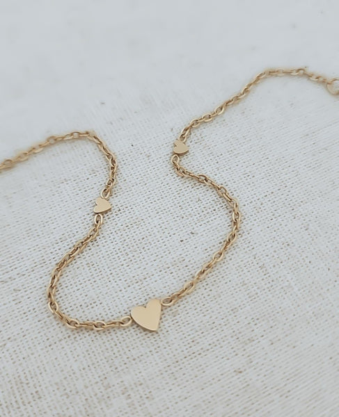 New Dainty Triple Hearts Bracelet  *Choose your Metal*