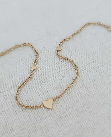 New Dainty Triple Hearts Bracelet  *Choose your Metal*