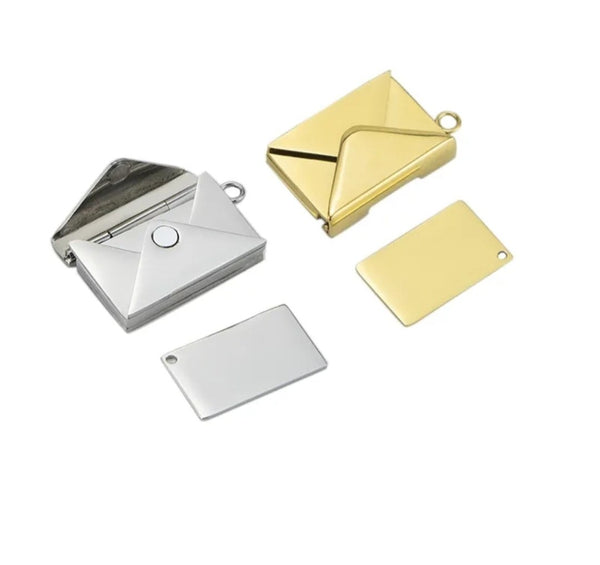 NEW for Engraving: Personalized Letter w/ Envelope / Love Letter Necklace *Choose Your Metal*