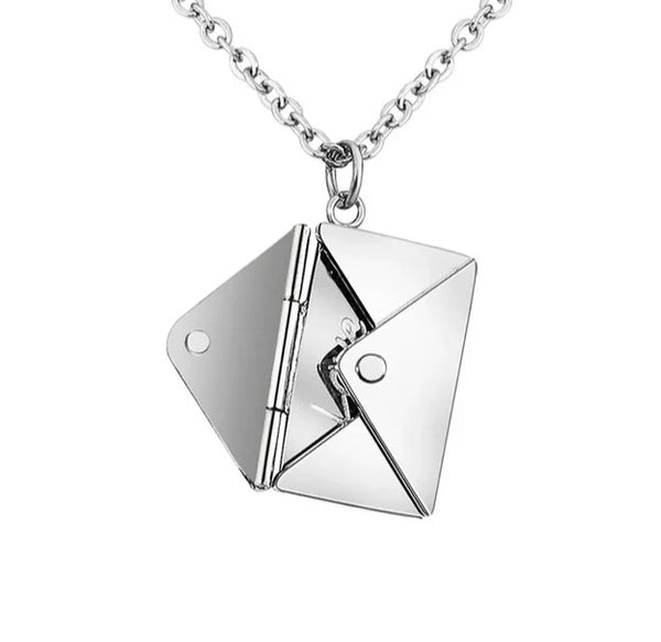 NEW for Engraving: Personalized Letter w/ Envelope / Love Letter Necklace *Choose Your Metal*