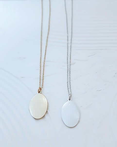 NEW for Engraving: Oval Tag Necklace *Choose Your Metal*