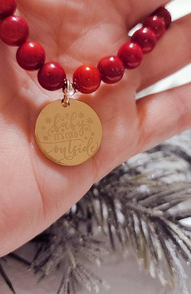 *Holiday Exclusive* Luxe Red South Sea Pearl Baby it's cold outside Bracelet