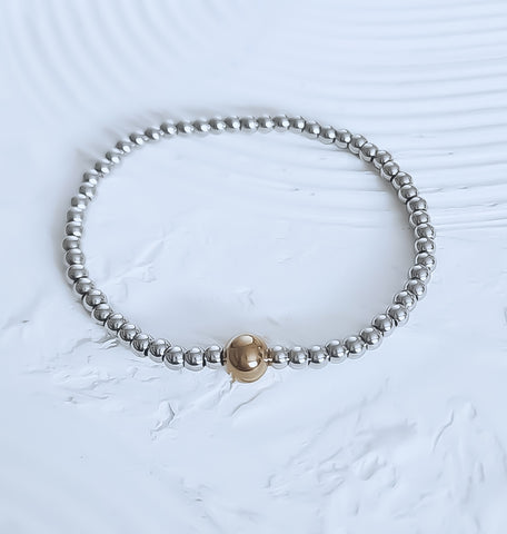 New The Perfect Beaded 4mm + 8mm Focal Mixed Metals Bracelet *Choose your metal*