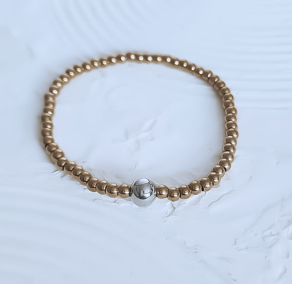 New The Perfect Beaded 4mm + 8mm Focal Mixed Metals Bracelet *Choose your metal*